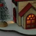 Floristik24 Casa navideña con iluminación LED natural, madera roja 20 × 15 × 15cm