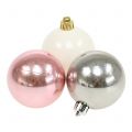 Floristik24 Mezcla de bolas navideñas rosa, gris, blanco Ø5.5cm 10p