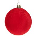 Floristik24 Bola de Navidad con aspecto de terciopelo rojo, bola grande para árbol de Navidad de 20 cm, 3 piezas