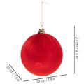 Bola de Navidad con aspecto de terciopelo rojo, bola grande para árbol de Navidad de 20 cm, 3 piezas | Floristik24.es