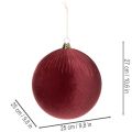 Adorno navideño grande de terciopelo rojo para colgar en el árbol, 25 cm, 2 unidades. | Floristik24.es