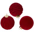 Floristik24 Adorno navideño, superficie aterciopelada, rojo, 8 cm, 12 unidades