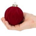 Adorno navideño, superficie aterciopelada, rojo, 8 cm, 12 unidades | Floristik24.es