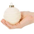 Adorno navideño en forma de bola, color blanco, texturas mixtas, 8 cm, 12 unidades. | Floristik24.es