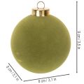 Adornos para árbol de Navidad, aspecto aterciopelado, verde, mezcla texturizada, 8 cm, 12 piezas, adornos navideños flocados, verde musgo, adornos de plástico, flocados verde musgo, cordones de algodón incluidos para cada adorno. | Floristik24.es
