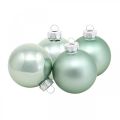 Floristik24 Adornos para árboles de Navidad, mezcla de bolas de árbol, mini bolas de Navidad verde menta H4.5cm Ø4cm vidrio real 24pcs