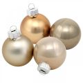 Floristik24 Mezcla de adornos para árboles, bolas de Navidad, mini colgantes de árbol dorado / marrón / nácar / beige H4.5cm Ø4cm vidrio real 24pcs