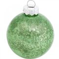 Floristik24 Bola de Navidad, adornos para árboles de Navidad, bola de cristal jaspeado verde H6.5cm Ø6cm cristal real 24pcs