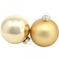 Floristik24 Bola de árbol, adornos de árbol de Navidad, bola de Navidad dorada H8.5cm Ø7.5cm vidrio real 12pcs