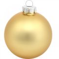 Floristik24 Bola de árbol, adornos de árbol de Navidad, bola de Navidad dorada H8.5cm Ø7.5cm vidrio real 12pcs