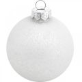 Floristik24 Colgante de árbol, bola de nieve, adornos para árboles de Navidad, decoración de invierno blanco H4.5cm Ø4cm vidrio real 24pcs