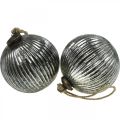 Floristik24 Bolas de navidad bolas de árbol de navidad de cristal plata con ranuras Ø12cm 2pcs