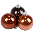 Floristik24 Bolas navideñas de cristal marrón mix bolas de árbol brillantes Ø7,5cm 12 piezas