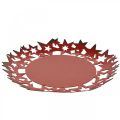 Floristik24 Plato navideño plato decorativo de metal con estrellas rojo Ø34cm