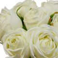 Floristik24 Rosas blancas flores de seda rosas artificiales en un ramo H28cm 7pcs