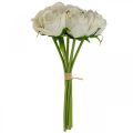 Floristik24 Rosas blancas flores de seda rosas artificiales en un ramo H28cm 7pcs