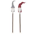 Figura decorativa de gnomo con sombrero a rayas sobre palo de madera, 46 cm, 6 piezas | Floristik24.es