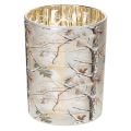 Floristik24 Farol de cristal con diseño de ramas, interior dorado, 12 cm.