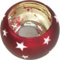 Floristik24 Linterna de cristal candelita de cristal con estrellas rojo Ø12cm H9cm