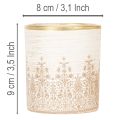 Portavelas de cristal con estampado floral, Ø8cm H9cm, 2 unidades | Floristik24.es