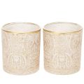 Floristik24 Portavelas de cristal con estampado de cachemir, Ø8 cm, H9 cm, 2 unidades