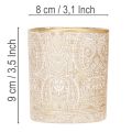 Portavelas de cristal con estampado de cachemir, Ø8 cm, H9 cm, 2 unidades | Floristik24.es