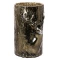 Floristik24 Portavelas de cristal con relieves de cabeza de ciervo y árbol, decoración invernal, 26 cm.