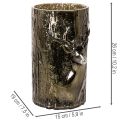 Portavelas de cristal con relieves de cabeza de ciervo y árbol, decoración invernal, 26 cm. | Floristik24.es