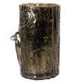 Portavelas de cristal con relieves de cabeza de ciervo y árbol, decoración invernal, 26 cm. | Floristik24.es
