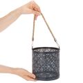 Portavelas metálico, farol decorativo con asa, color antracita, Ø16 cm, 2 unidades. | Floristik24.es