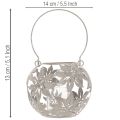 Farol colgante decorativo de metal Windlight, color gris, Ø14cm H13cm | Floristik24.es