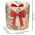 Portavelas de cristal con cinta roja y ramas invernales, 15 cm. | Floristik24.es