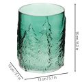 Portavelas de cristal con abetos en relieve, decoración navideña, 16 cm. | Floristik24.es