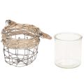 Portavelas de cristal, metal, mimbre, Ø10,5 cm, 3 unidades | Floristik24.es