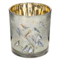 Floristik24 Portavelas de cristal con motivo de pájaro y copo de nieve, 8 cm, 2 unidades