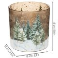 Portavelas de cristal con diseño de bosque de abetos, decoración de invierno, 15 cm. | Floristik24.es