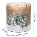 Portavelas de cristal con diseño de bosque invernal nevado, decoración navideña, 20 cm. | Floristik24.es