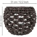 Portavelas tejido, negro y marrón, decoración de verano, Ø31cm H25cm | Floristik24.es