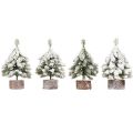 Decoración de invierno Árbol de Navidad en verde blanco Ø7cm H14cm 4ud | Floristik24.es