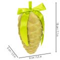 Piñas decorativas para colgar, piñas flocadas con cinta y lazo, 18 cm, 3 unidades | Floristik24.es