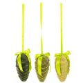 Piñas decorativas para colgar, piñas flocadas con cinta y lazo, 18 cm, 3 unidades | Floristik24.es