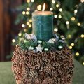 Maceta decorativa con piñas, aspecto natural, 27 cm. Maceta redonda con forma de piña, color marrón natural, hecha de piñas, 27 cm x 22 cm. | Floristik24.es