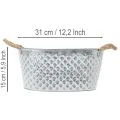 Bol ovalado grande de zinc, 31 cm x 20 cm, 15 cm de alto. | Floristik24.es