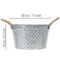Bol redondo de zinc con asas de cuerda Ø28cm H16cm | Floristik24.es
