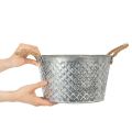 Bol redondo de zinc con asas de cuerda Ø28cm H16cm | Floristik24.es