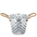 Floristik24 Olla de zinc con asas de cuerda Ø14,5cm H13cm