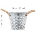 Olla de zinc con asas de cuerda Ø14,5cm H13cm | Floristik24.es