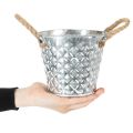 Olla de zinc con asas de cuerda Ø14,5cm H13cm | Floristik24.es