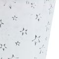 Floristik24 Olla de zinc con estrellas Ø14cm H12cm blanco lavado 4pcs
