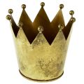Floristik24 Macetero decorativo de metal con forma de corona aspecto latón Ø11cm/H10cm
